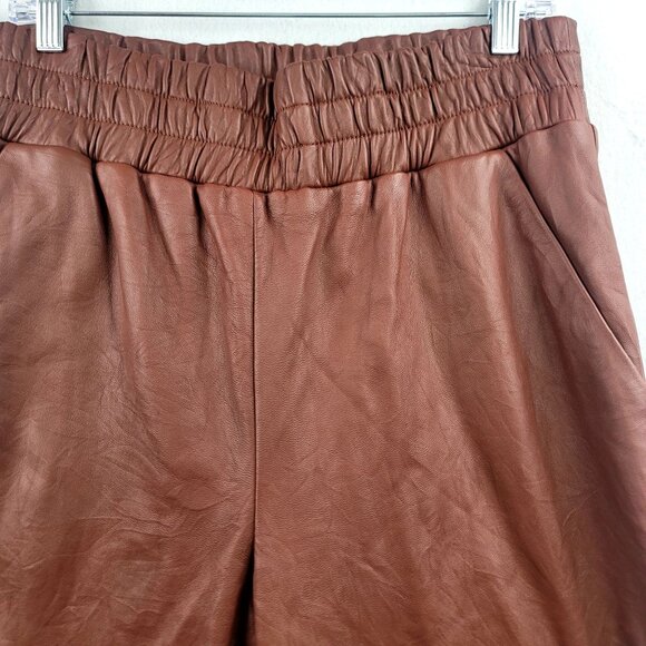 Veronica Beard Cognac Wasia Rust Lamb Leather Loose Fit Jogger Size 12 - Picture 5 of 13